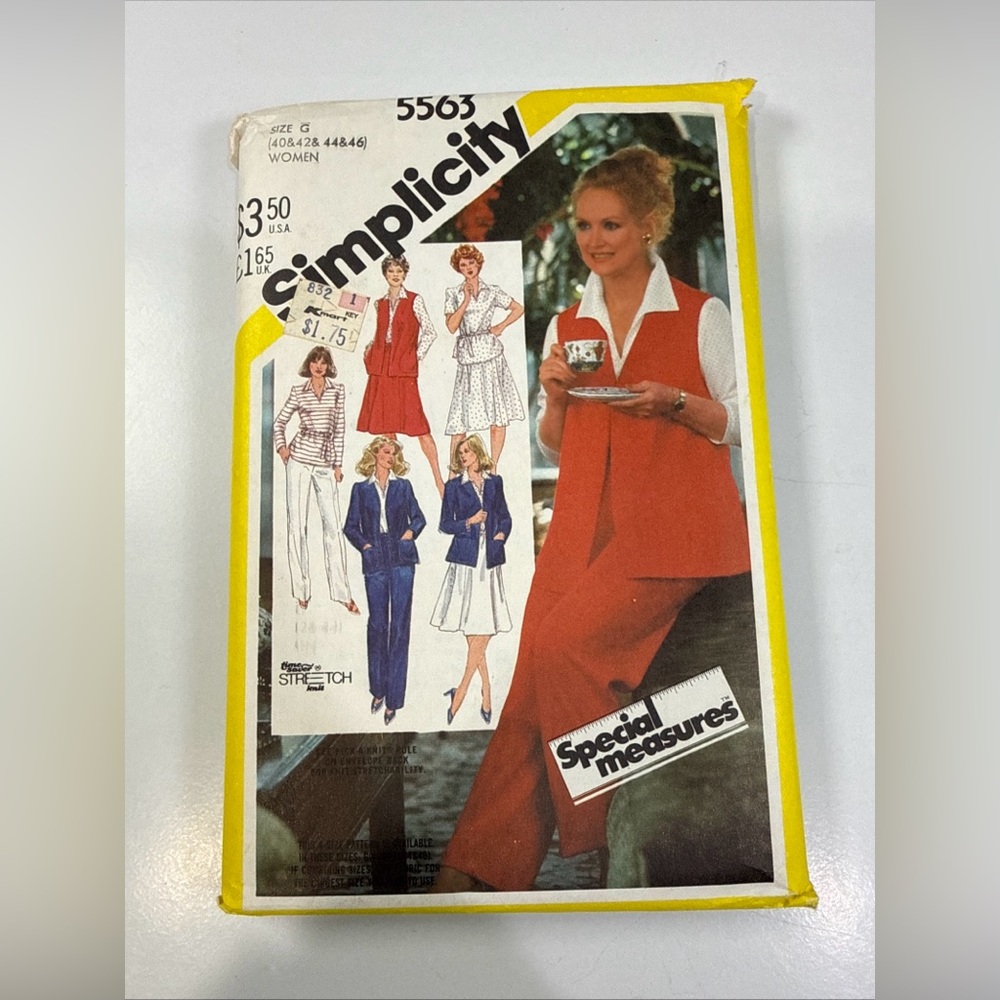 Simplicity Pattern‎ 5563 Women's Jacket, Vest, Pants & Skirt 1982 Cut